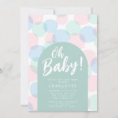 Oh Baby Pois Baby shower Invitation (Devant)