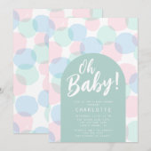 Oh Baby Pois Baby shower Invitation (Devant / Derrière)