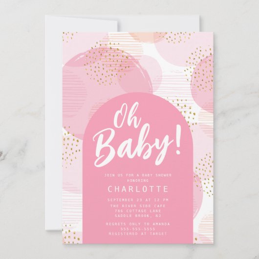 Oh Baby Polka Dots Baby shower Uitnodiging (Voorkant)