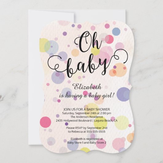 Oh Baby! Polka Dots Neutraal Baby shower Invitatio Kaart (Voorkant)