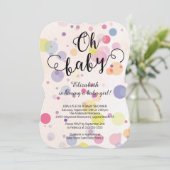 Oh Baby! Polka Dots Neutraal Baby shower Invitatio Kaart (Staand voorkant)