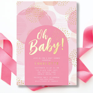 Oh Baby Polka Stippen Baby Shower Folie Uitnodiging