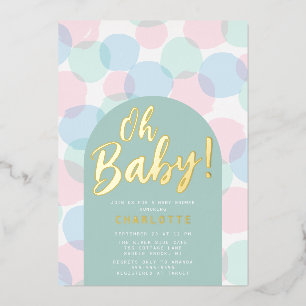 Oh Baby Polka Stippen Baby Shower Folie Uitnodiging
