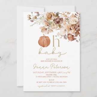 Oh Baby pompoen Herfst Baby shower uitnodiging
