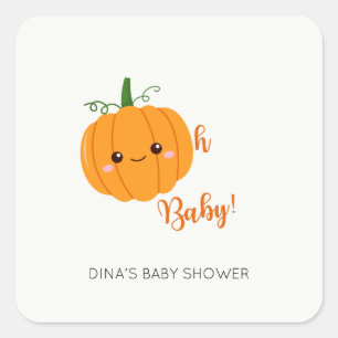 Oh Baby Pompoen Herfst Douche Aangepaste naam Serv Vierkante Sticker