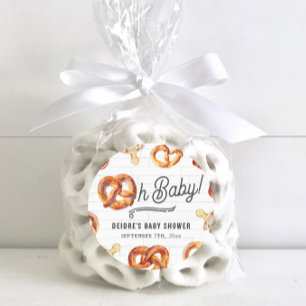 Oh Baby Pretzels & Fopspenen Neutraal Baby shower Ronde Sticker