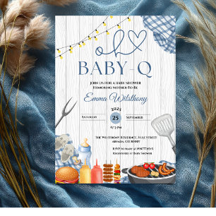 Oh Baby-Q Baby shower Boy Rustieke BBQ Kaart