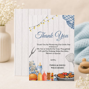 Oh Baby-Q Baby Shower Jongen Rustieke BBQ Bedankkaart