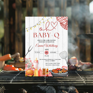 Oh Baby-Q Baby Shower Meisje Rustic BBQ Kaart