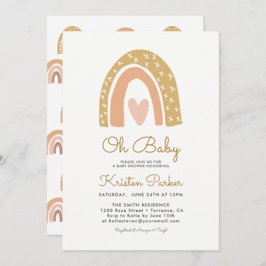 Oh Baby Rainbow Baby shower cartes d'invitation (Devant / Derrière)