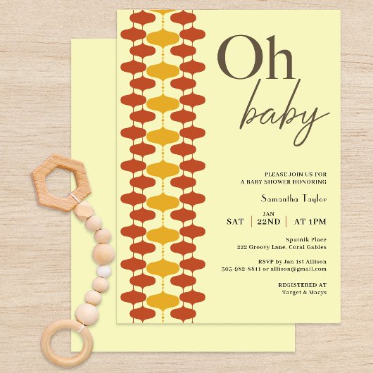 Oh Baby Retro Invitation Baby shower - Mid Century