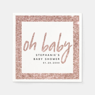 Oh Baby Roos Goud Roze Glitter Meisje Baby shower Servet