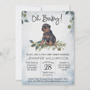 Oh Baby! Rottweiler Puppy Dog Baby shower Kaart