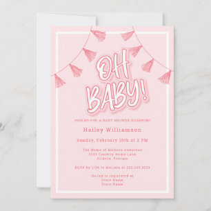 Oh Baby Roze Baby shower Kaart