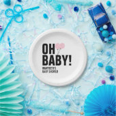 Oh Baby Roze ballon Baby shower Bord (Feest)