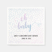 "Oh Baby!" Roze blauwe Confetti, namen en datum Servet (Voorkant)