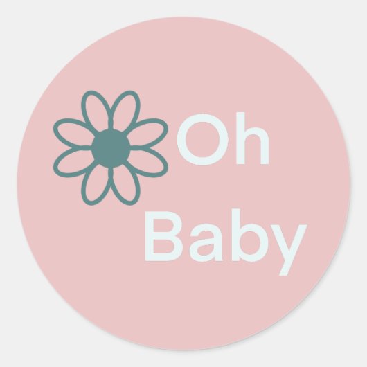 Oh Baby roze Floral Daisy Classic Round Sticker (Voorkant)
