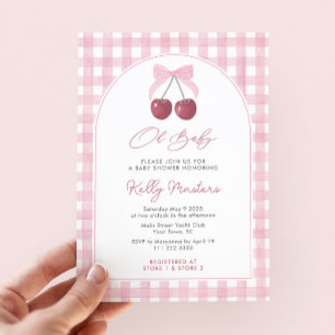 Oh Baby Roze Kersen Meisje Baby shower Kaart
