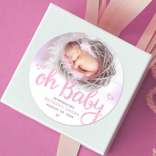 Oh Baby Roze Matin Sweet Girl Foto Chic Ronde Sticker