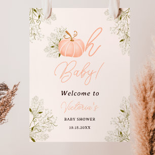 Oh Baby roze pompoen bloemenmeisje baby shower Poster