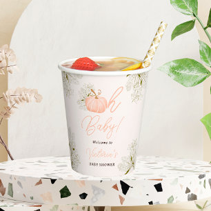 Oh Baby roze pompoen floral chique baby shower Papieren Bekers