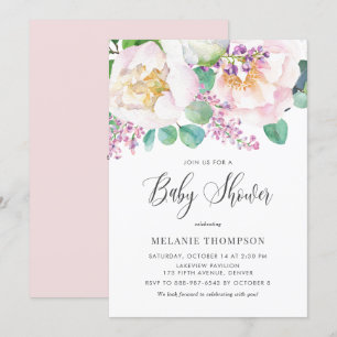 Oh Baby Roze pony's en Eucalyptus Baby shower Kaart