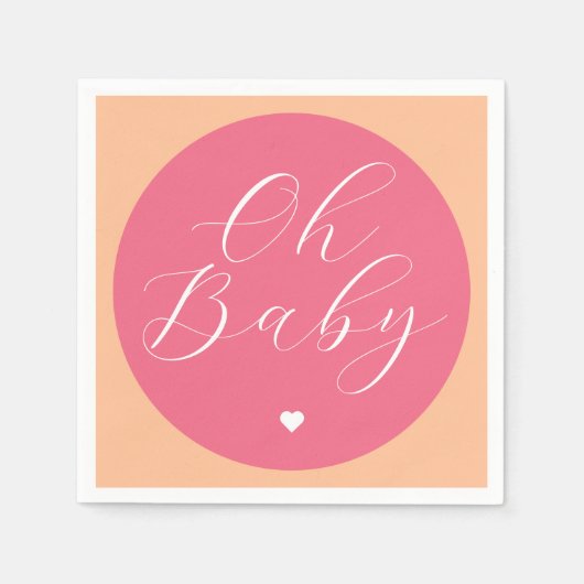 Oh baby roze retro minimaal baby shower servet (Voorkant)