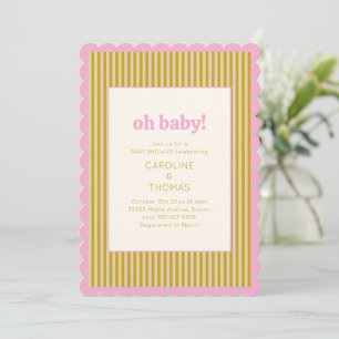Oh Baby Roze Schelp Gouden Streep Baby Borrel Kaart