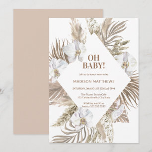 Oh Baby Roze & Tan Boho Floral Baby shower Kaart