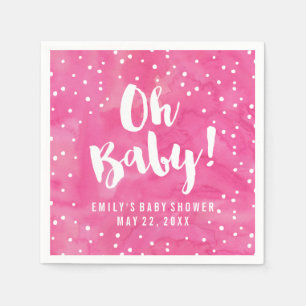 Oh Baby roze Waterverf Baby shower Servet