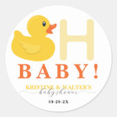 Oh Baby Rubber Duck Baby Shower Favor Stickers (Devant)