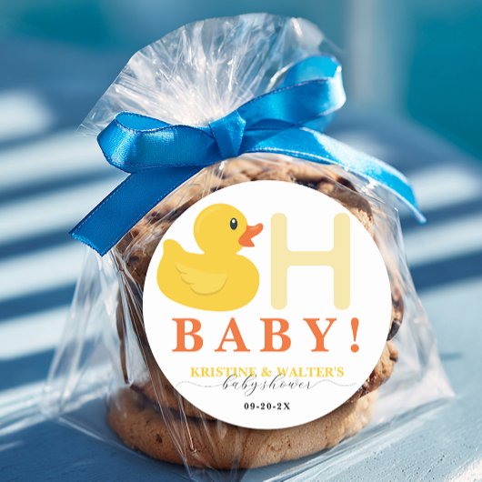 Oh Baby Rubber Duck Baby Shower Favor Stickers