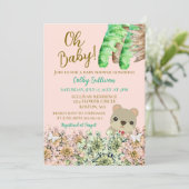 Oh Baby Rustic Greenery Teddy Bear Baby shower Kaart (Staand voorkant)