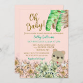 Oh Baby Rustic Greenery Teddy Bear Baby shower Kaart (Voorkant / Achterkant)