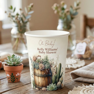 Oh Baby! Rustic Succulents & Cacti Baby Shower Papieren Bekers