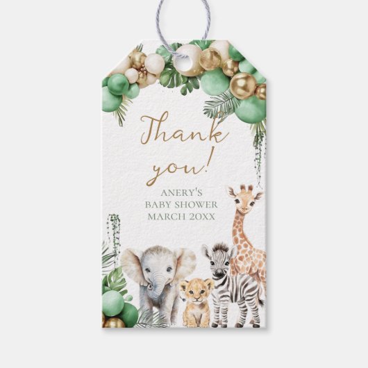 Oh Baby Safari Animal Oerwoud Green Baby shower Cadeaulabel (Voorkant)
