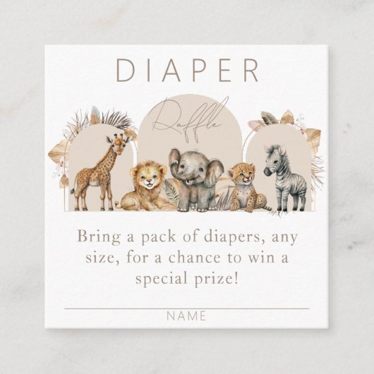 Oh Baby Safari Animals Boho Baby shower diaper Informatiekaartje (Voorkant)