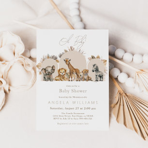 Oh Baby Safari Animals Boho Baby shower Kaart
