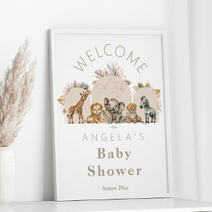Oh Baby Safari Animals Boho Baby shower welkom Poster