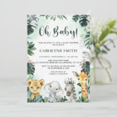 Oh Baby Safari Animaux Baby shower Invitation (Debout devant)