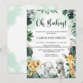 Oh Baby Safari Animaux Baby shower Invitation (Devant / Derrière)
