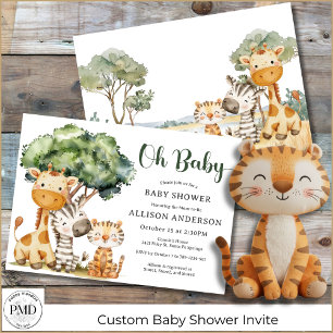Oh Baby Safari Dier Geslacht Neutrale Baby Shower Kaart