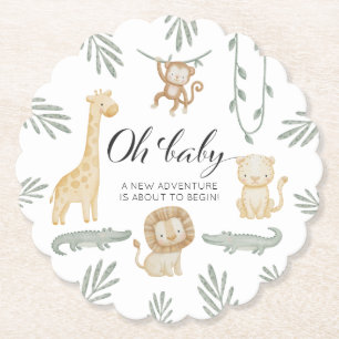 Oh Baby Safari Dieren Baby Shower Jungle Groen Kartonnen Onderzetters