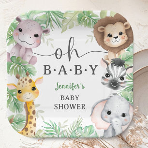 Oh Baby Safari Dieren Baby Shower Jungle Papieren Bordje
