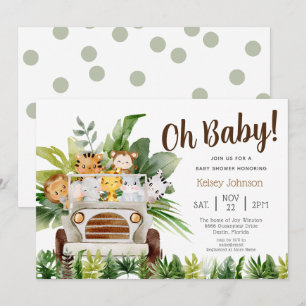 Oh Baby Safari Oerwoud Zoo Animals Boy Baby shower Kaart
