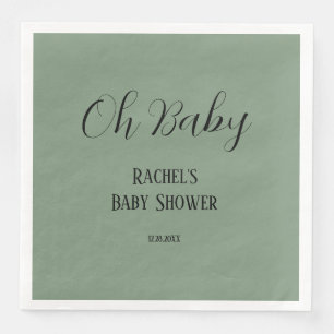 Oh Baby Sage Green Script Schattige Modern Baby sh Servet