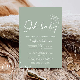 Oh Baby Sage Groen Modern Baby shower Kaart