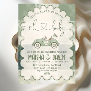Oh Baby Sage Groene Kleine Racers Baby Borrel Kaart