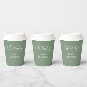 Oh Baby Sage Groene Script Mooie Moderne Baby Show Papieren Bekers
