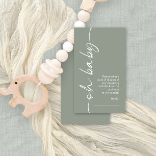 Oh Baby Sage Luier Raffle Baby shower Informatiekaartje